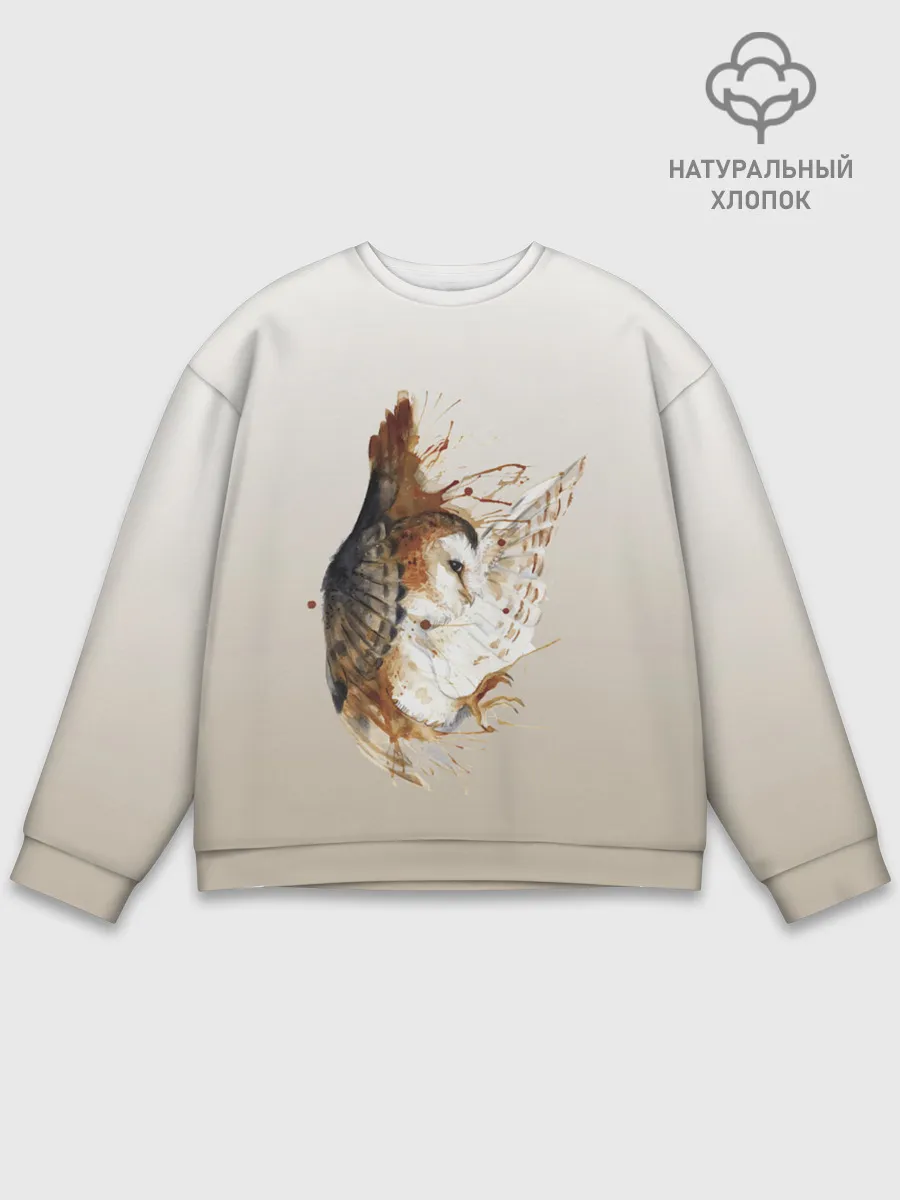 Мужской свитшот базовый / летящая сова рисунок