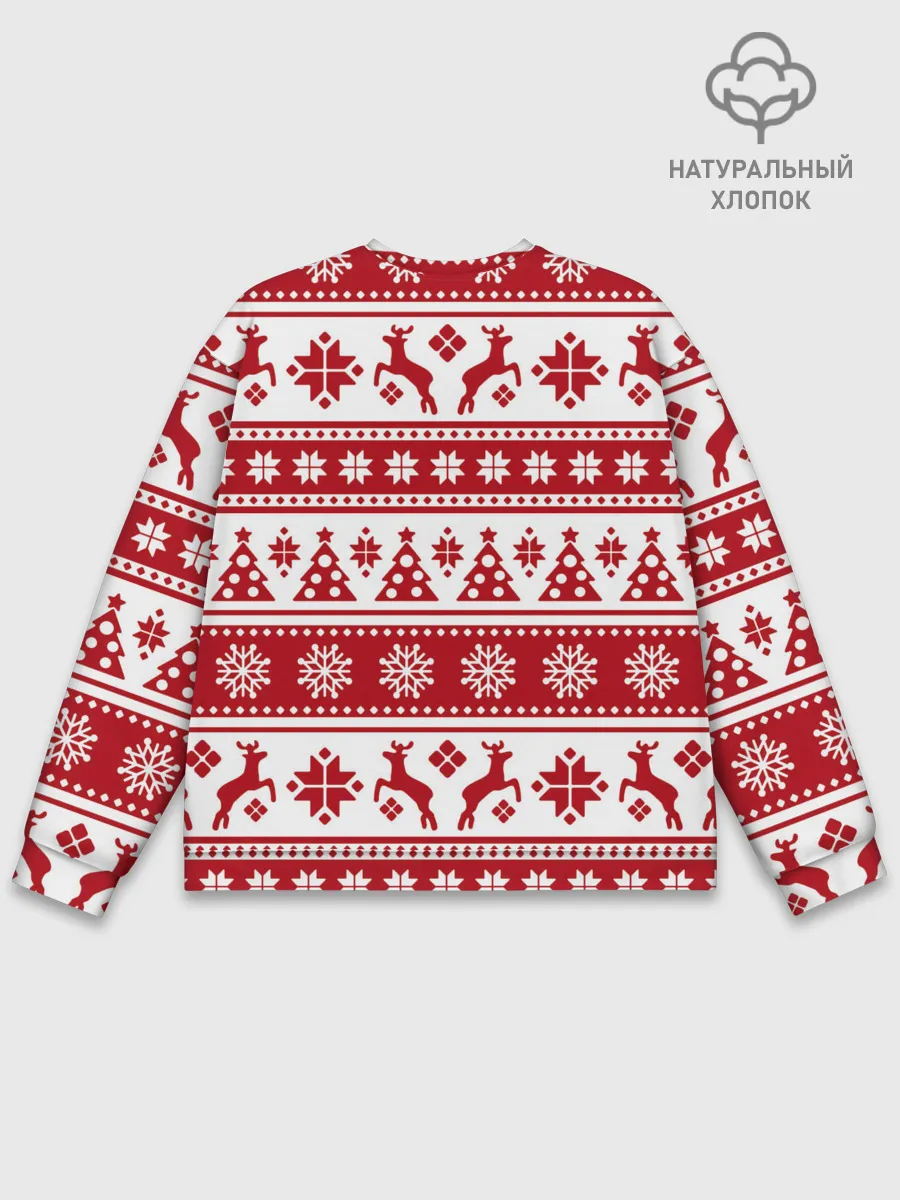 Мужской свитшот базовый / Новый Год | Олени и снежинки