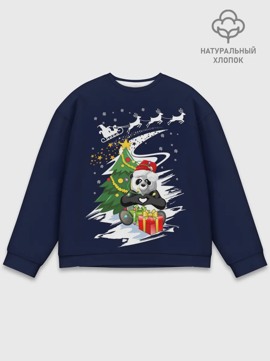 Мужской свитшот базовый / Рождественская Панда