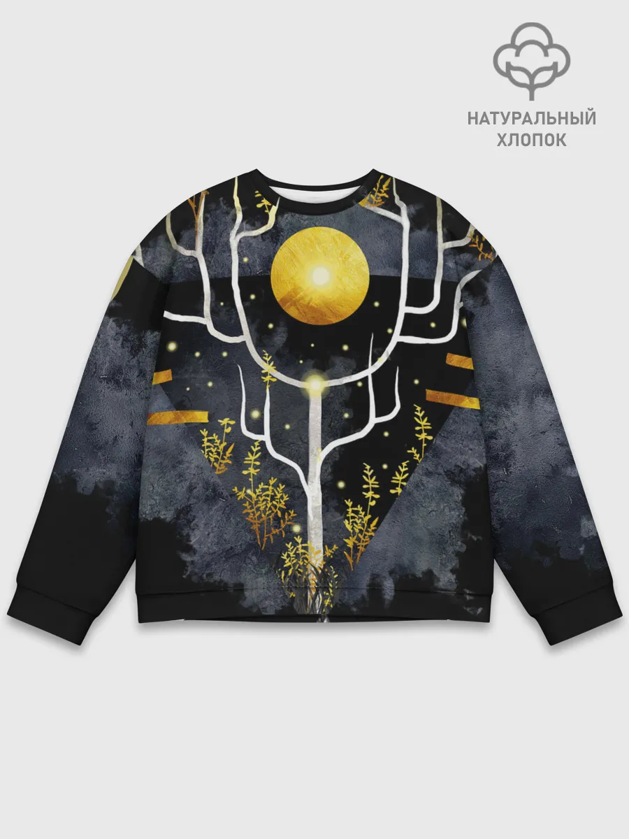 Мужской свитшот базовый / графит и золото: дерево жизни