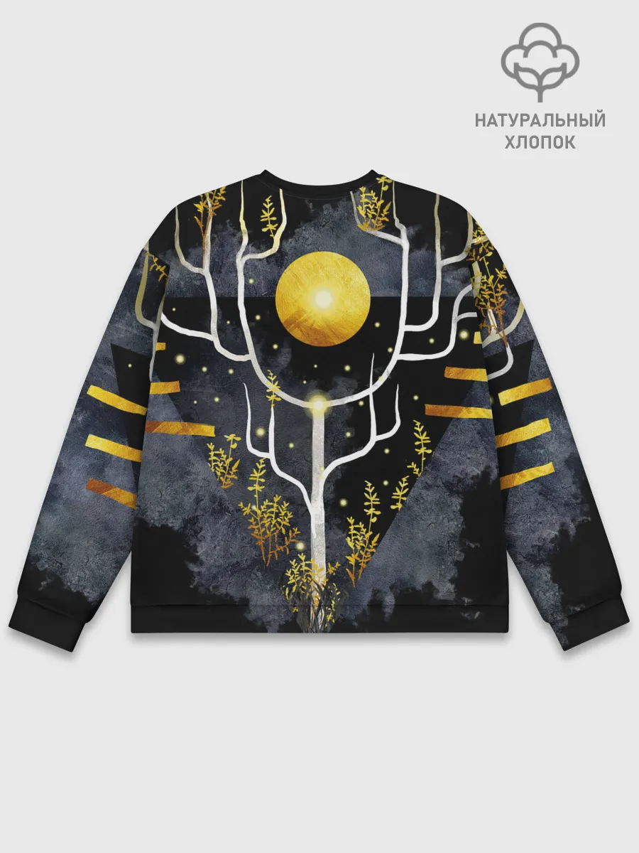 Мужской свитшот базовый / графит и золото: дерево жизни