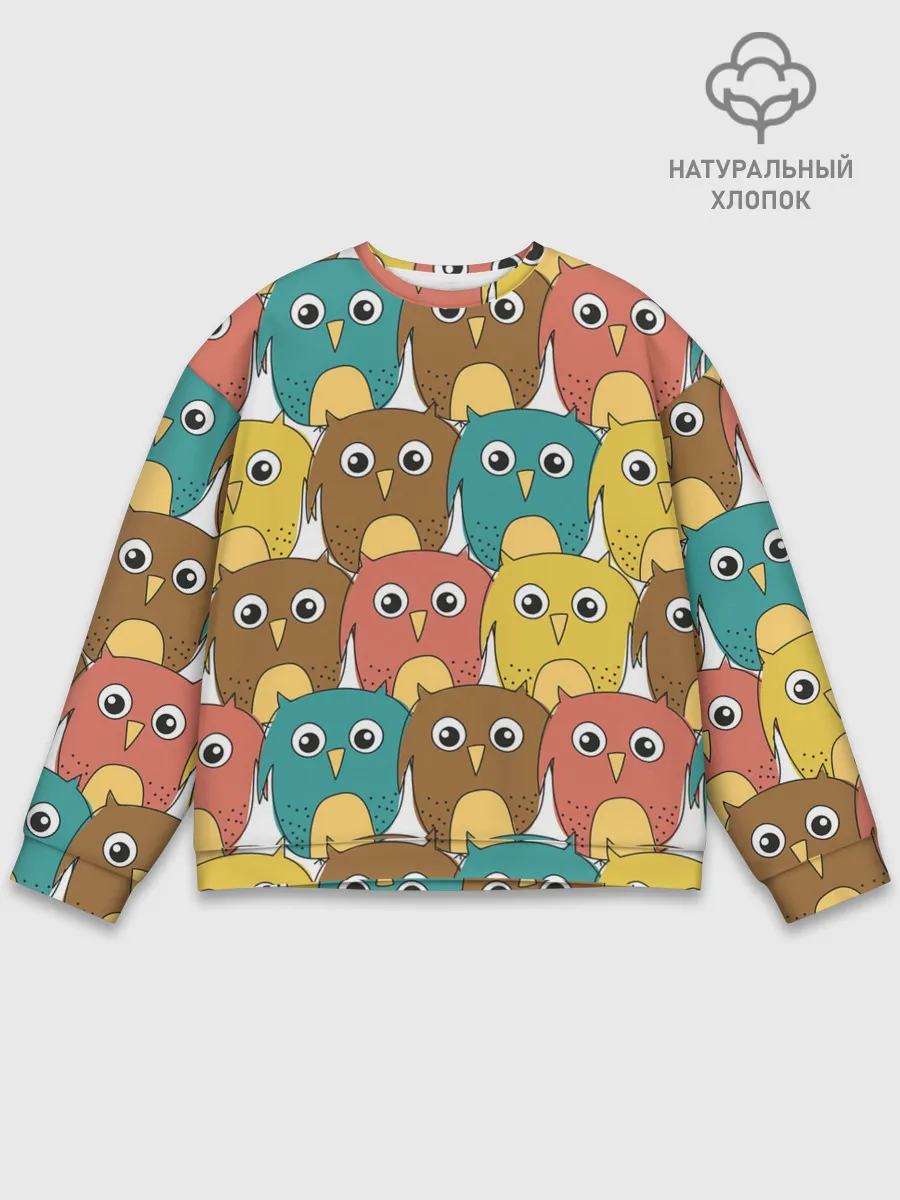 Мужской свитшот базовый / Разноцветные совы