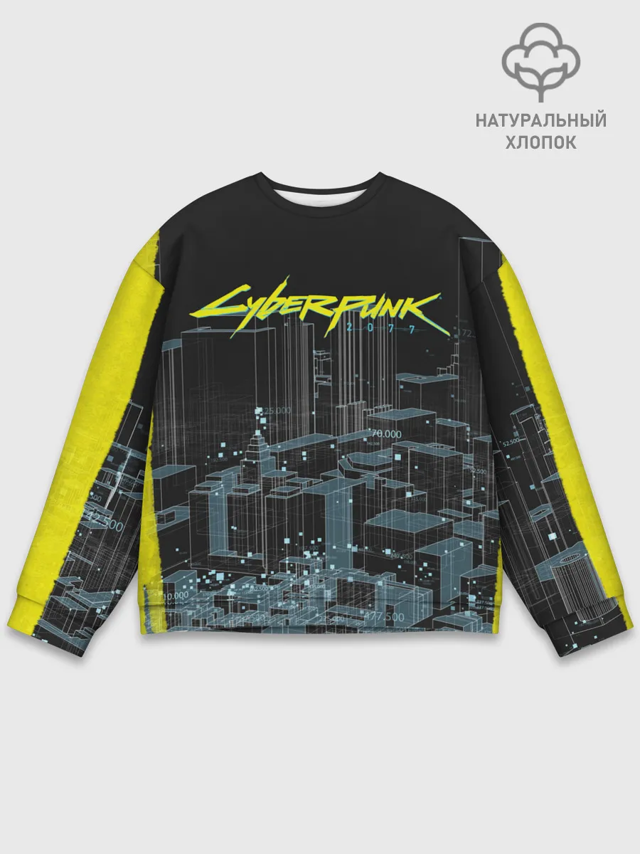 Мужской свитшот базовый / Город CYBERPUNK 2077