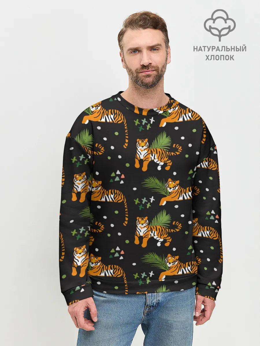 Мужской свитшот базовый / Tigers | Тигровый Паттерн