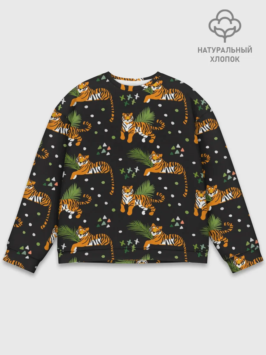 Мужской свитшот базовый / Tigers | Тигровый Паттерн