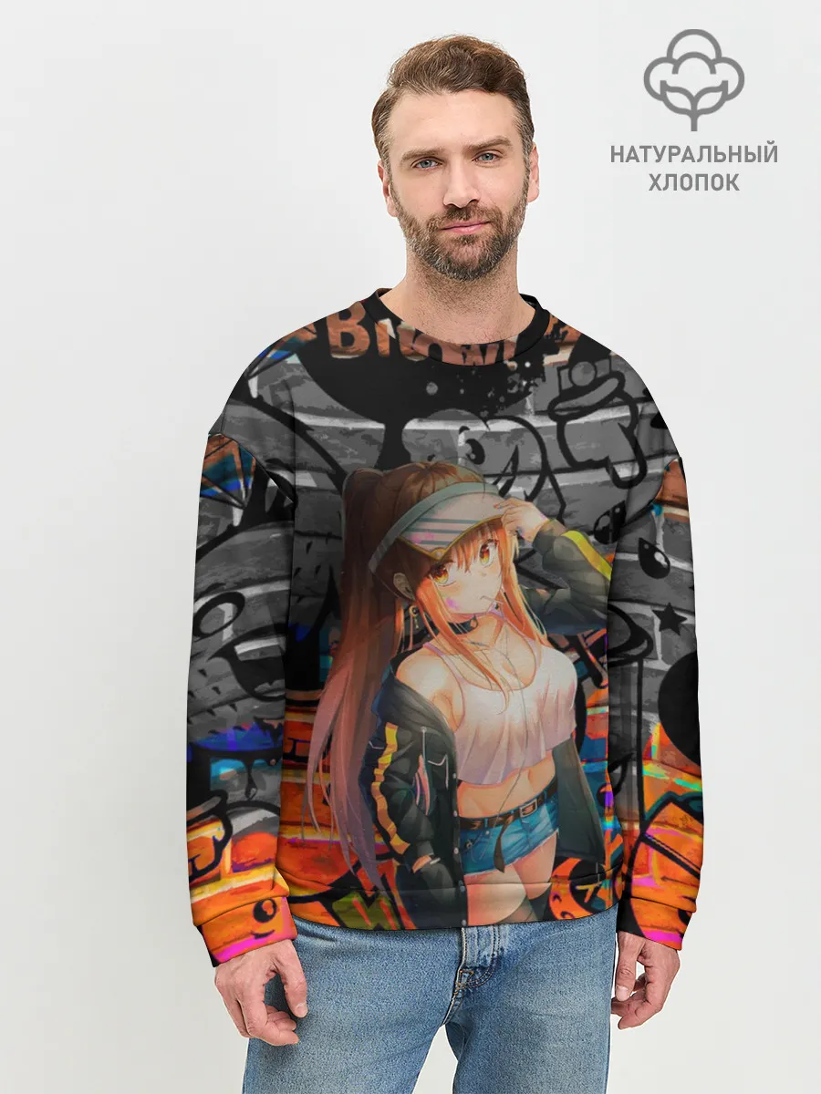 Мужской свитшот базовый / Anime Girl with Graffiti