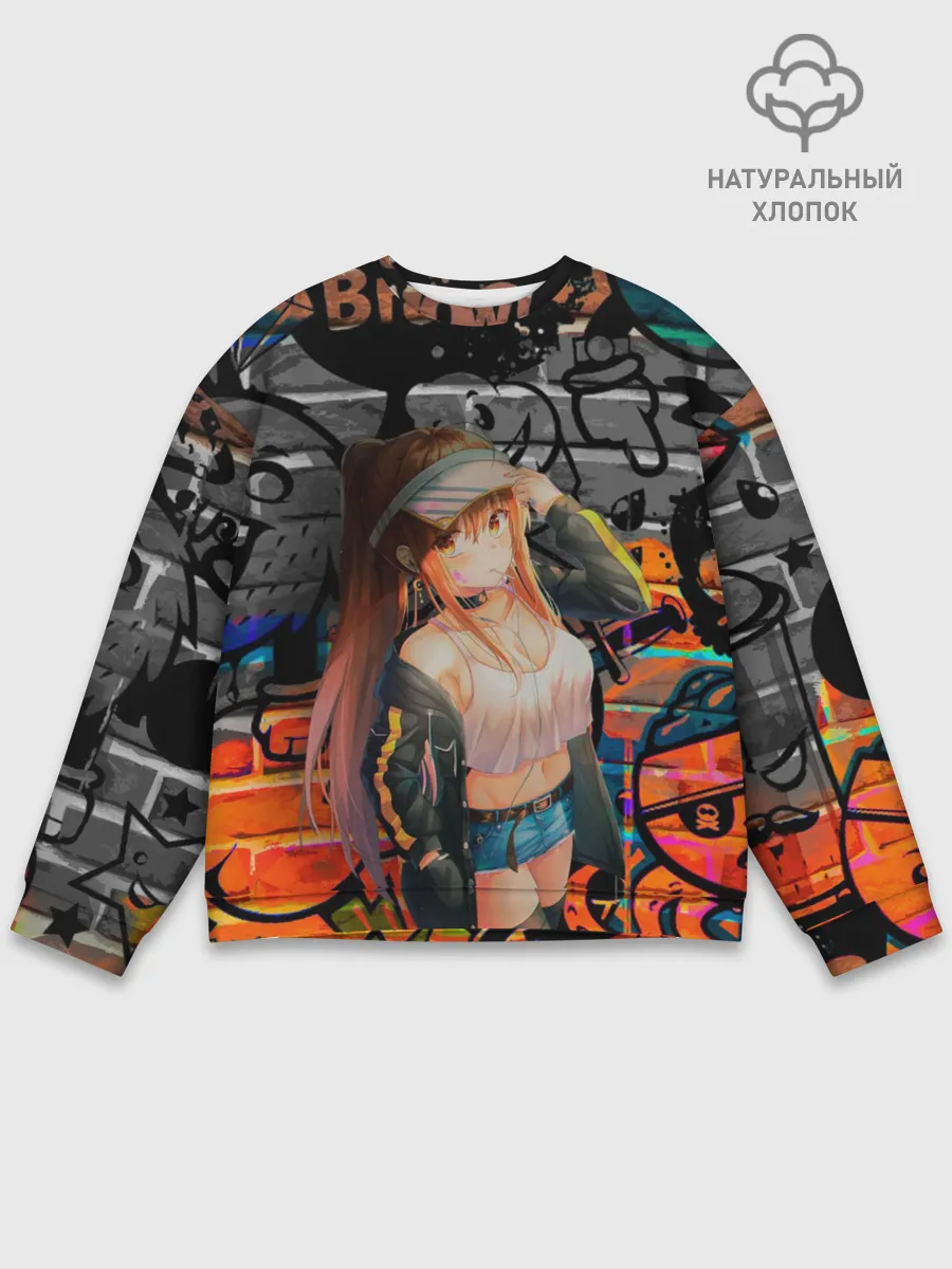 Мужской свитшот базовый / Anime Girl with Graffiti