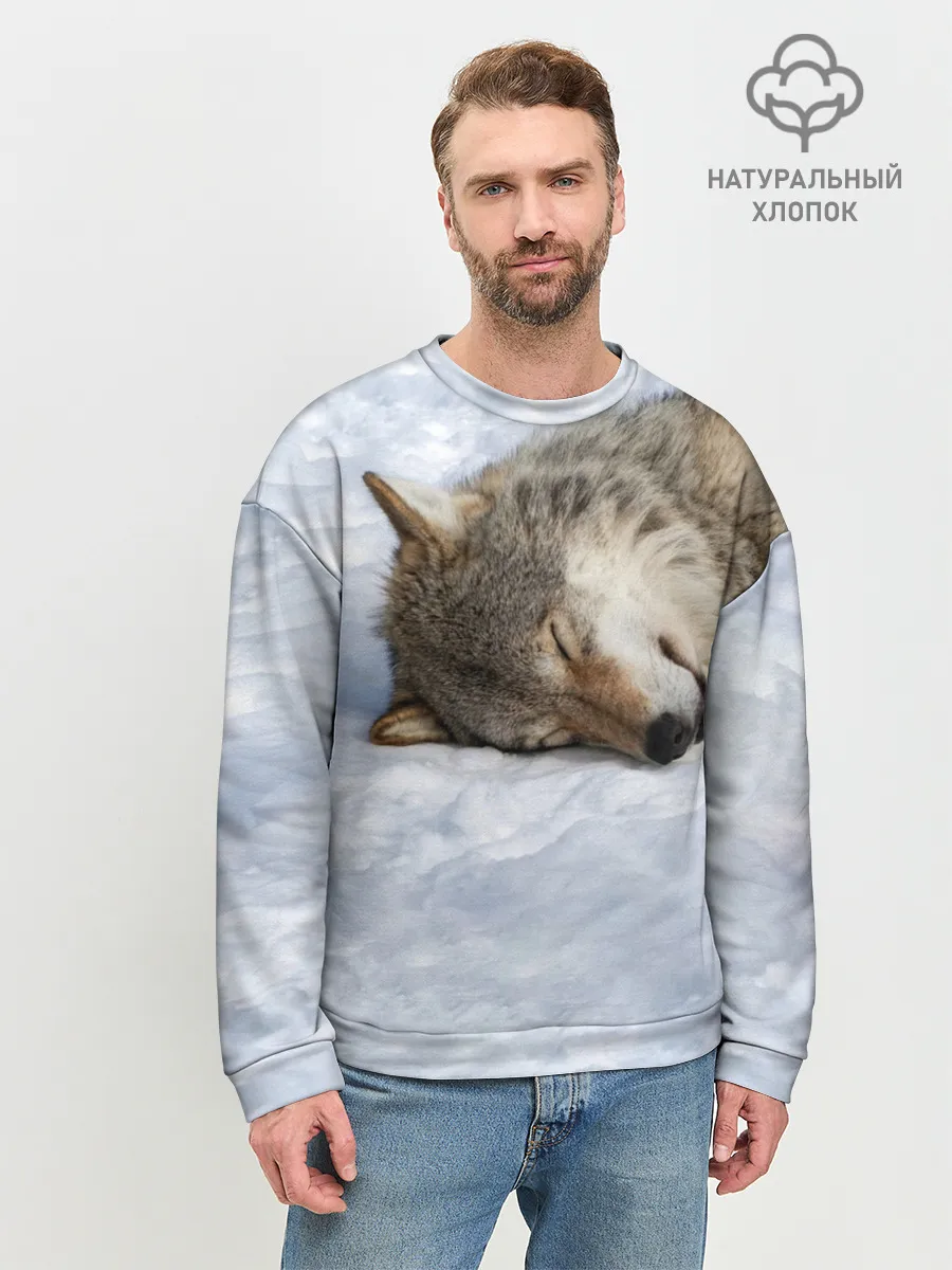 Мужской свитшот базовый / Спящий Волк