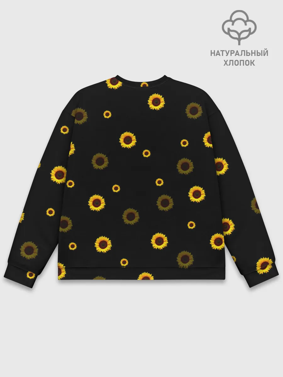 Мужской свитшот базовый / Череп и подсолнухи