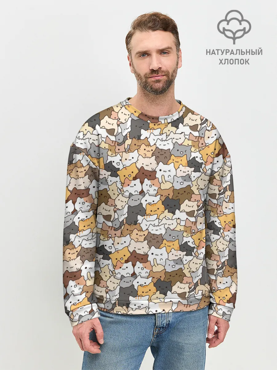 Мужской свитшот базовый / Котики муркотики