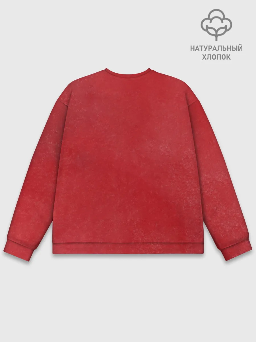 Мужской свитшот базовый / Человек Бензопила на красном фоне