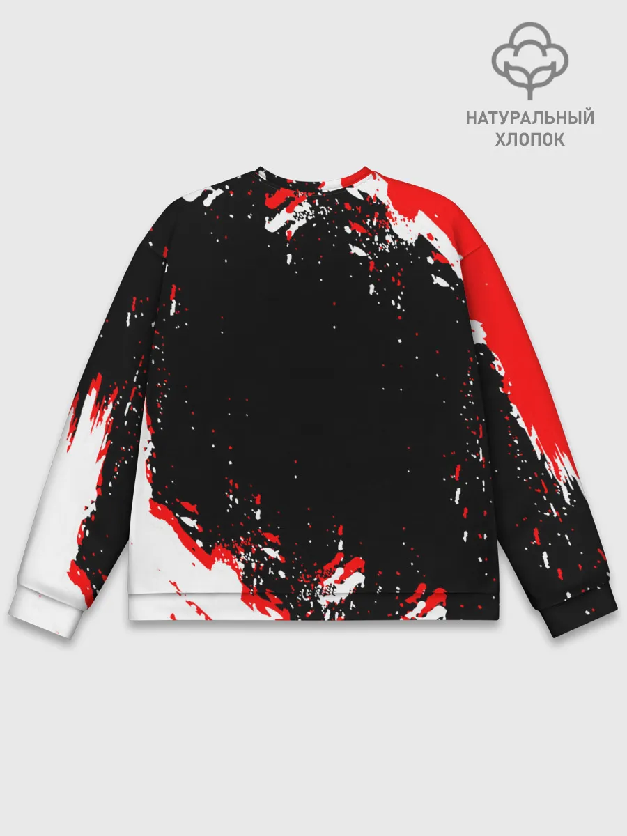 Мужской свитшот базовый / Черный Клевер с ярким красным куском