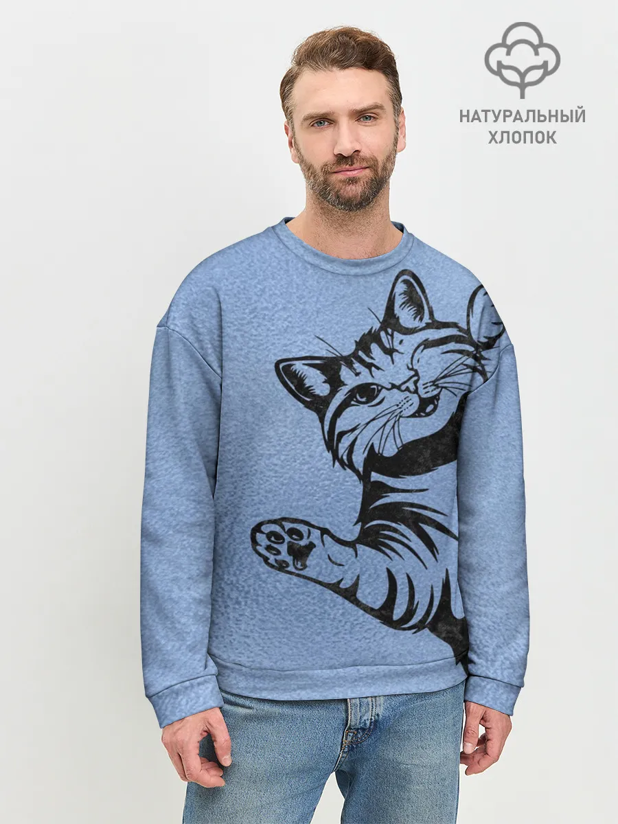 Мужской свитшот базовый / Улыбающийся кот