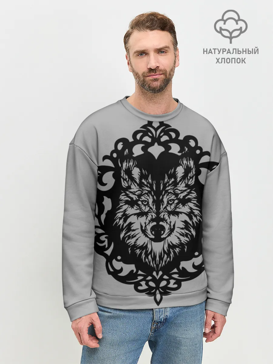 Мужской свитшот базовый / Благородный серый волк
