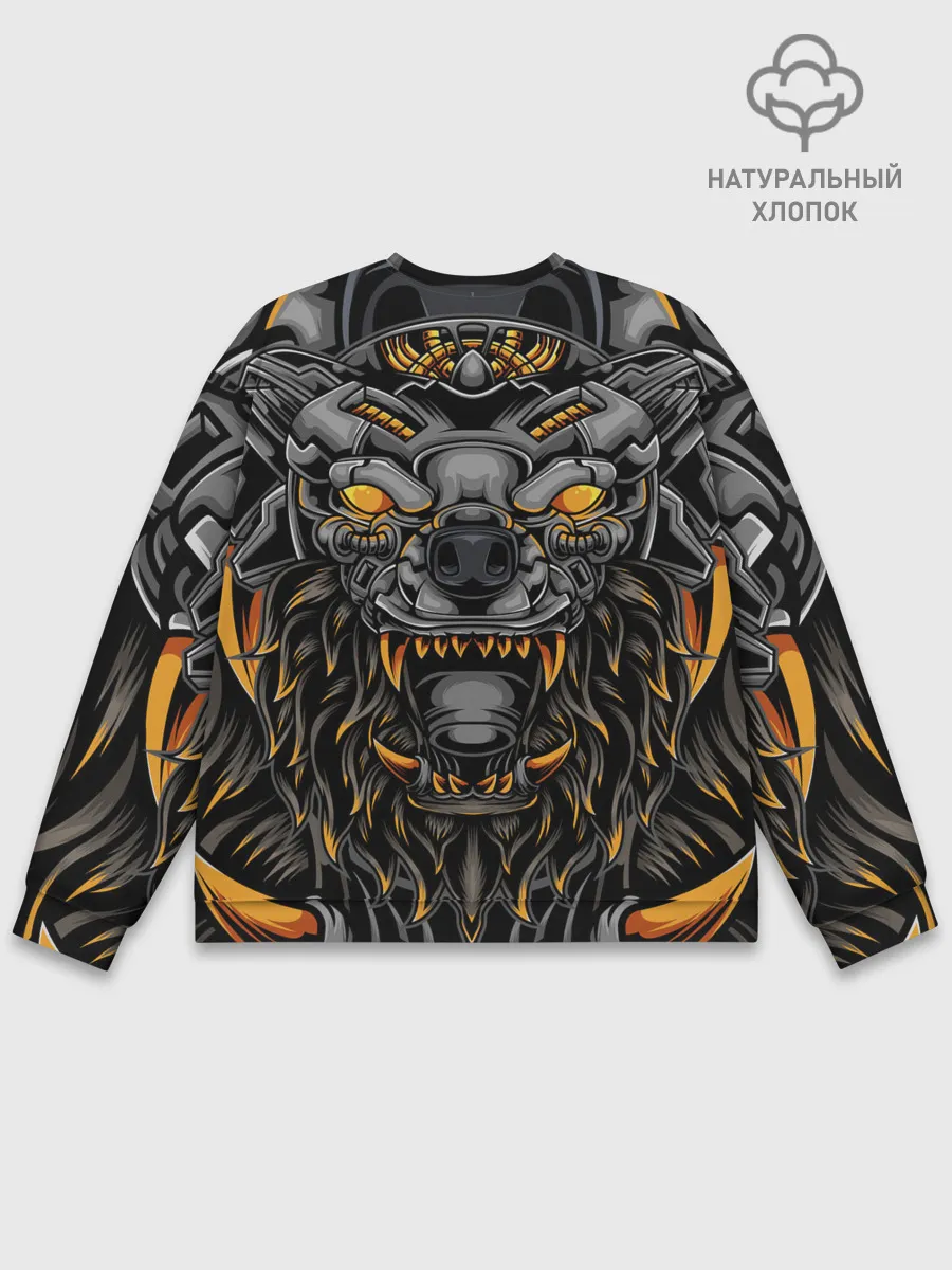 Мужской свитшот базовый / Хищный лев киборг