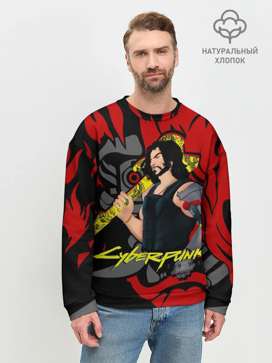 Мужской свитшот базовый / CyberPunk 2077 | SAMURAI KEANU
