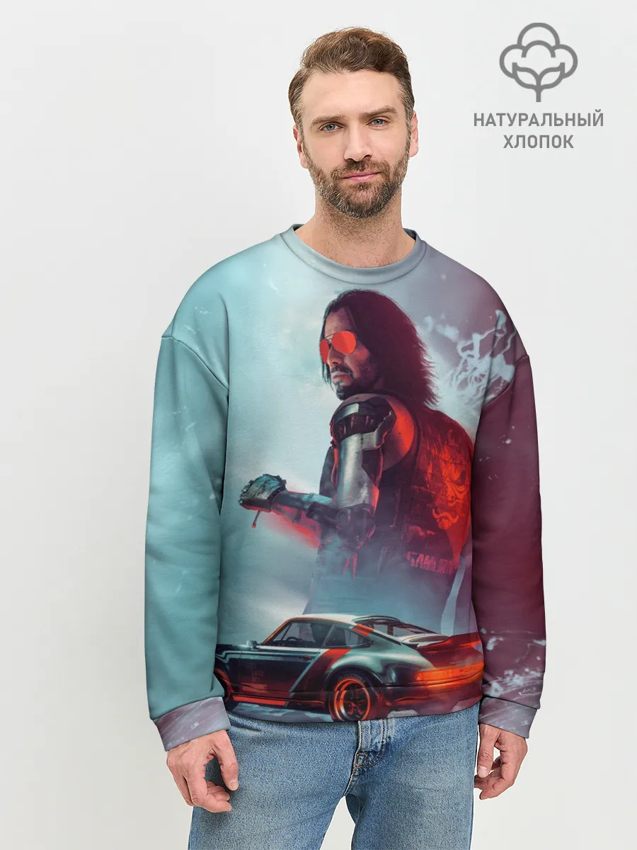 Мужской свитшот базовый / Cyberpunk 2077 | Джонни и Порш