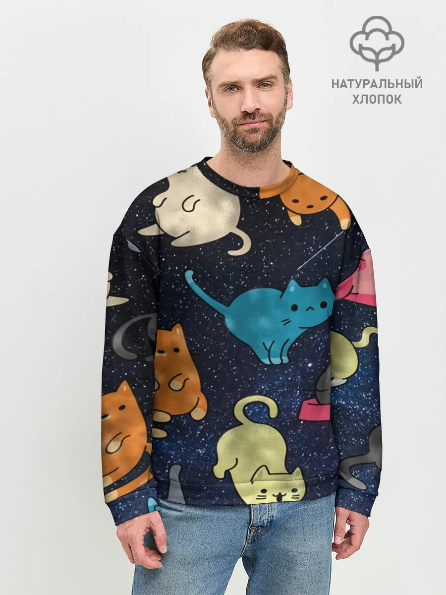 Мужской свитшот базовый / Космические котики