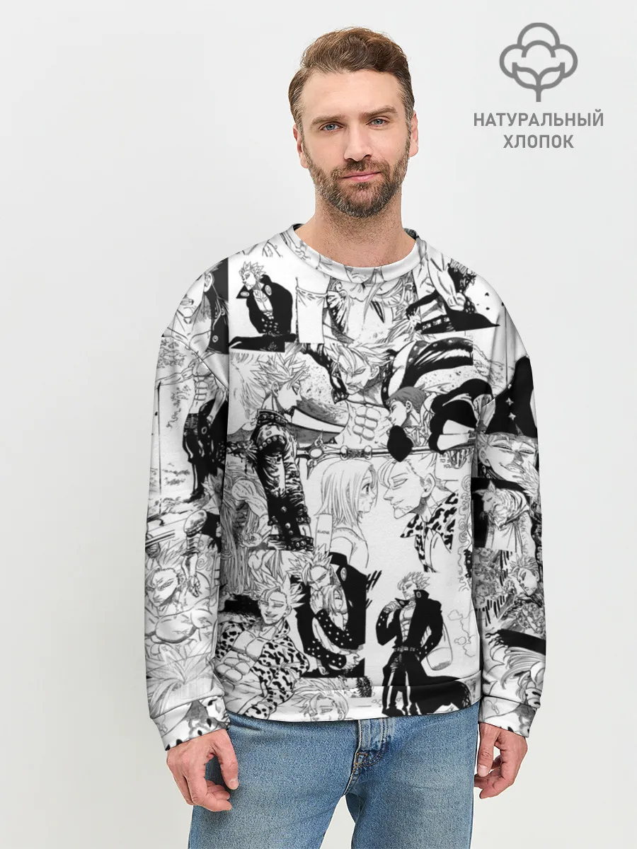 Мужской свитшот базовый / 7 СМЕРТНЫХ ГРЕХОВ. Манга-паттерн