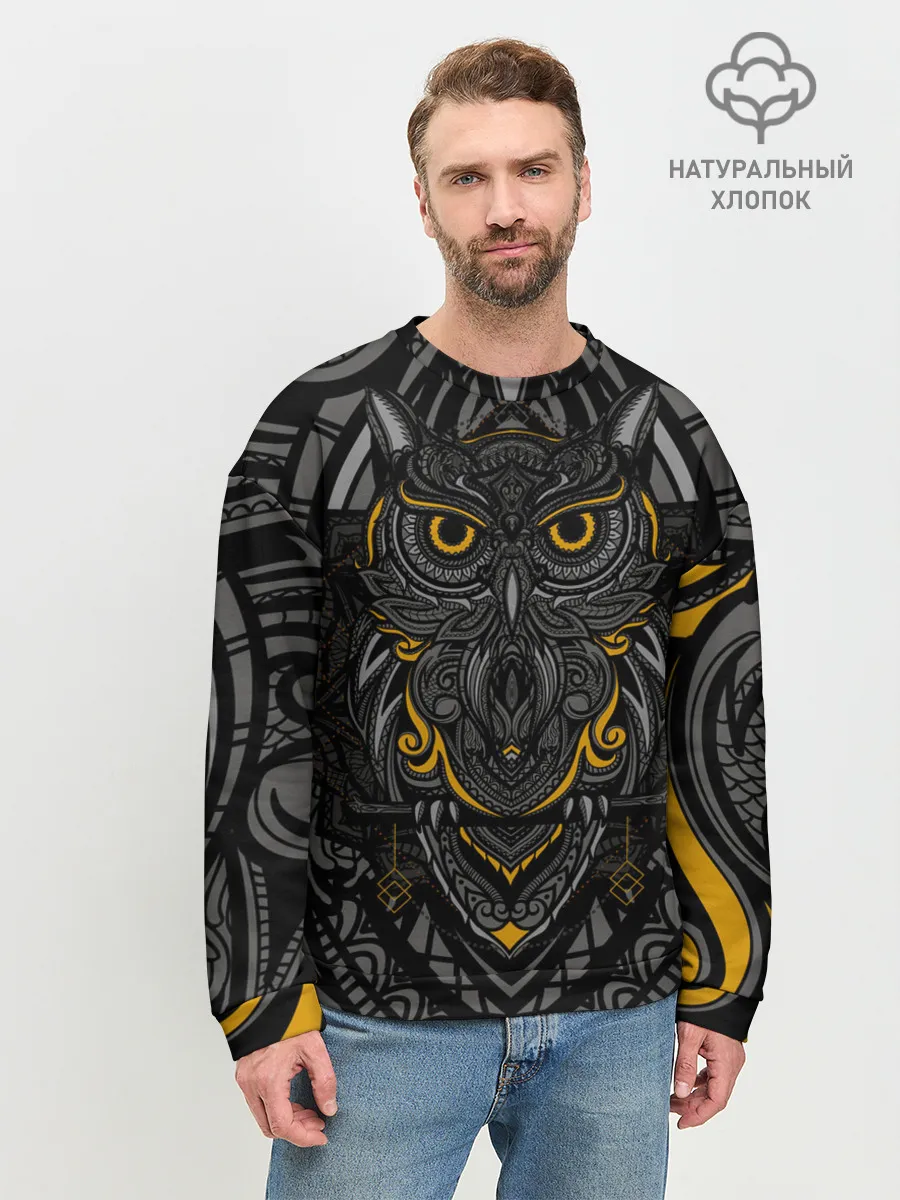Мужской свитшот базовый / Рисунок сова