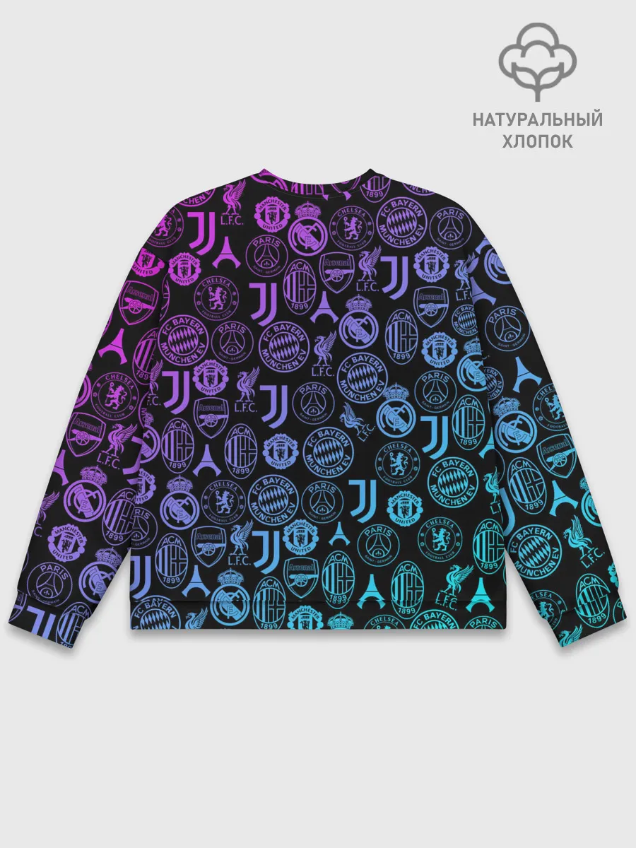 Мужской свитшот базовый / ЛОГО ФУТБОЛЬНЫХ КОМАНД НЕОН