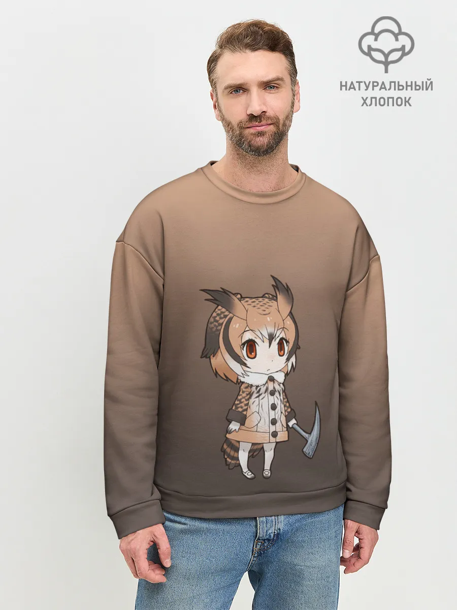Мужской свитшот базовый / девочка сова с топром