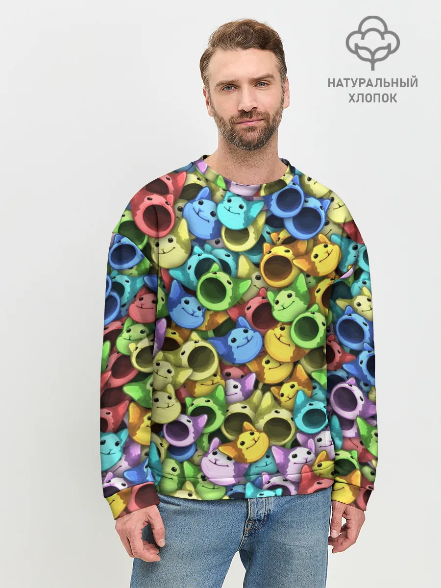 Мужской свитшот базовый / Цветные Поп Котики