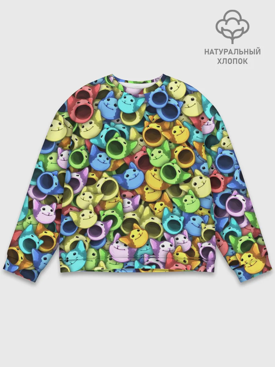 Мужской свитшот базовый / Цветные Поп Котики