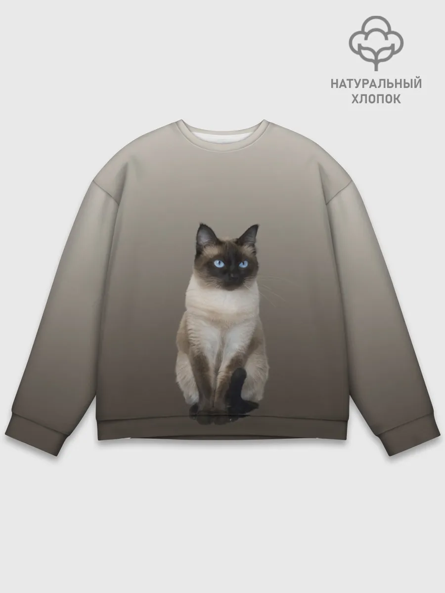 Мужской свитшот базовый / Сиамский кот голубые глаза