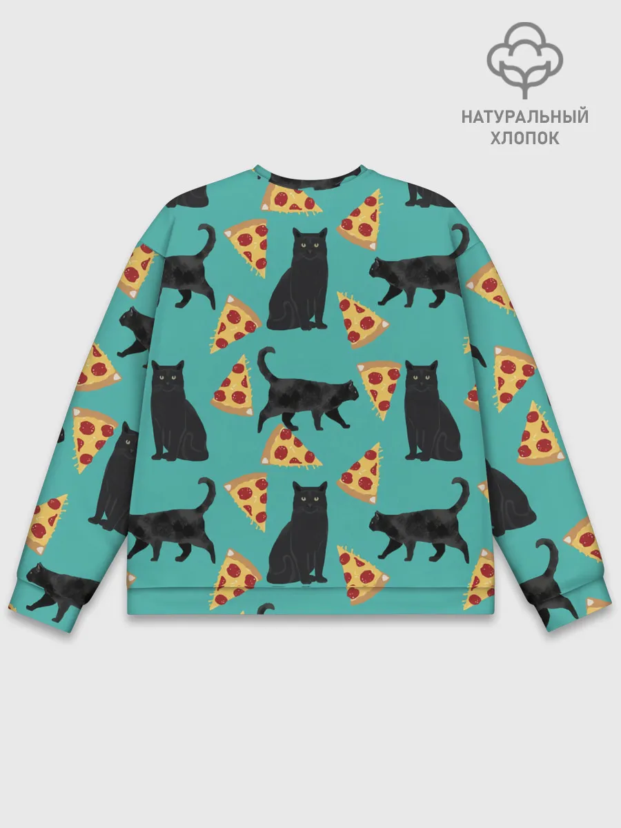 Мужской свитшот базовый / Котики и Пиццы
