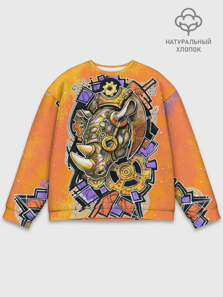 Мужской свитшот базовый / Стимпанк Носорог - Rhino