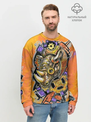 Мужской свитшот базовый / Стимпанк Носорог - Rhino