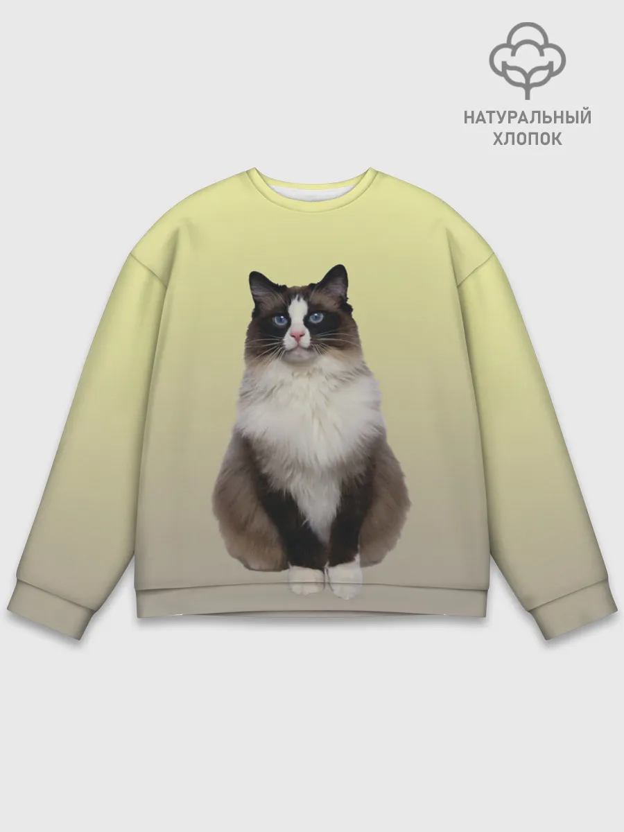 Мужской свитшот базовый / персидская пушистая кошка