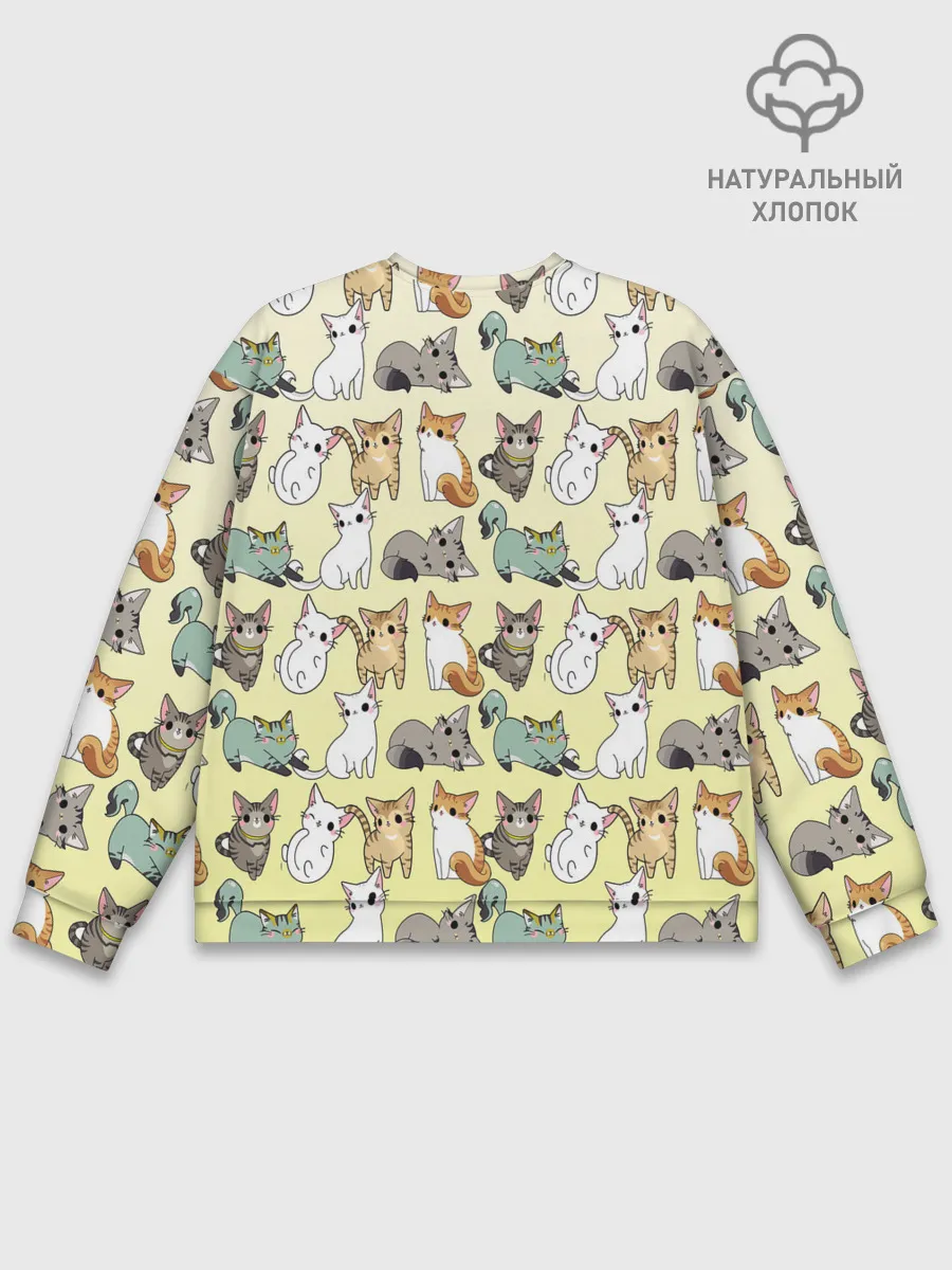Мужской свитшот базовый / мультяшные котики на желтом мя