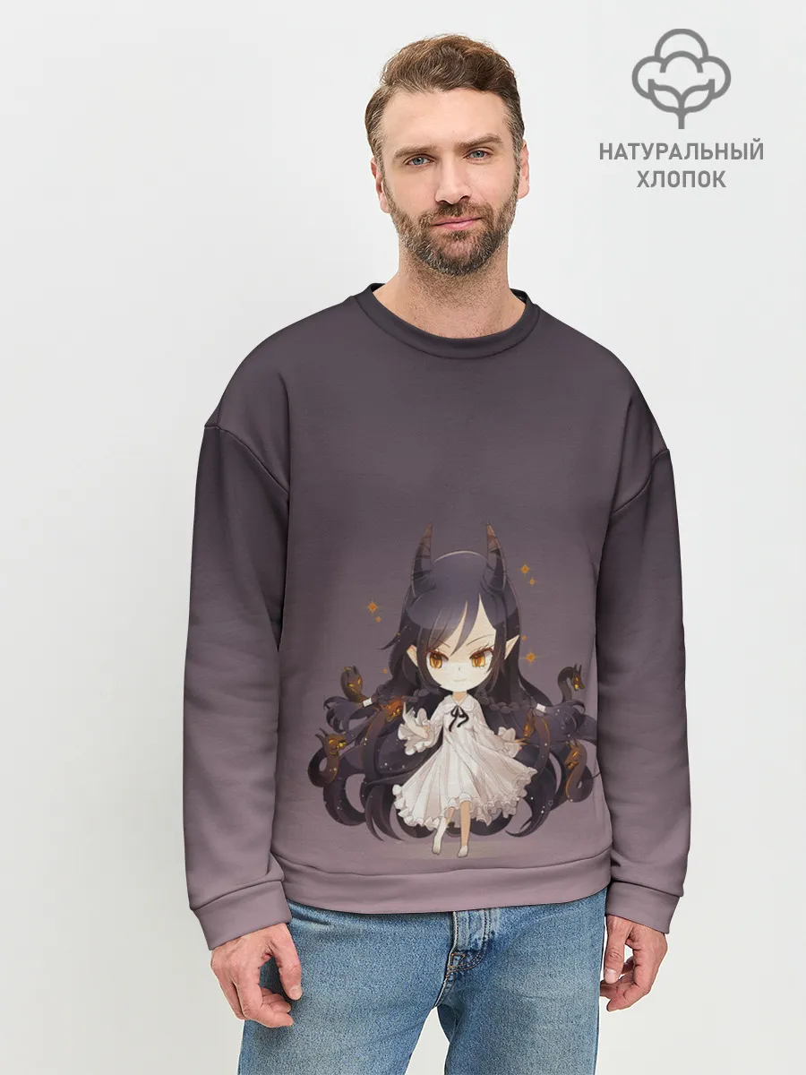 Мужской свитшот базовый / демоница волосы змеи милашка