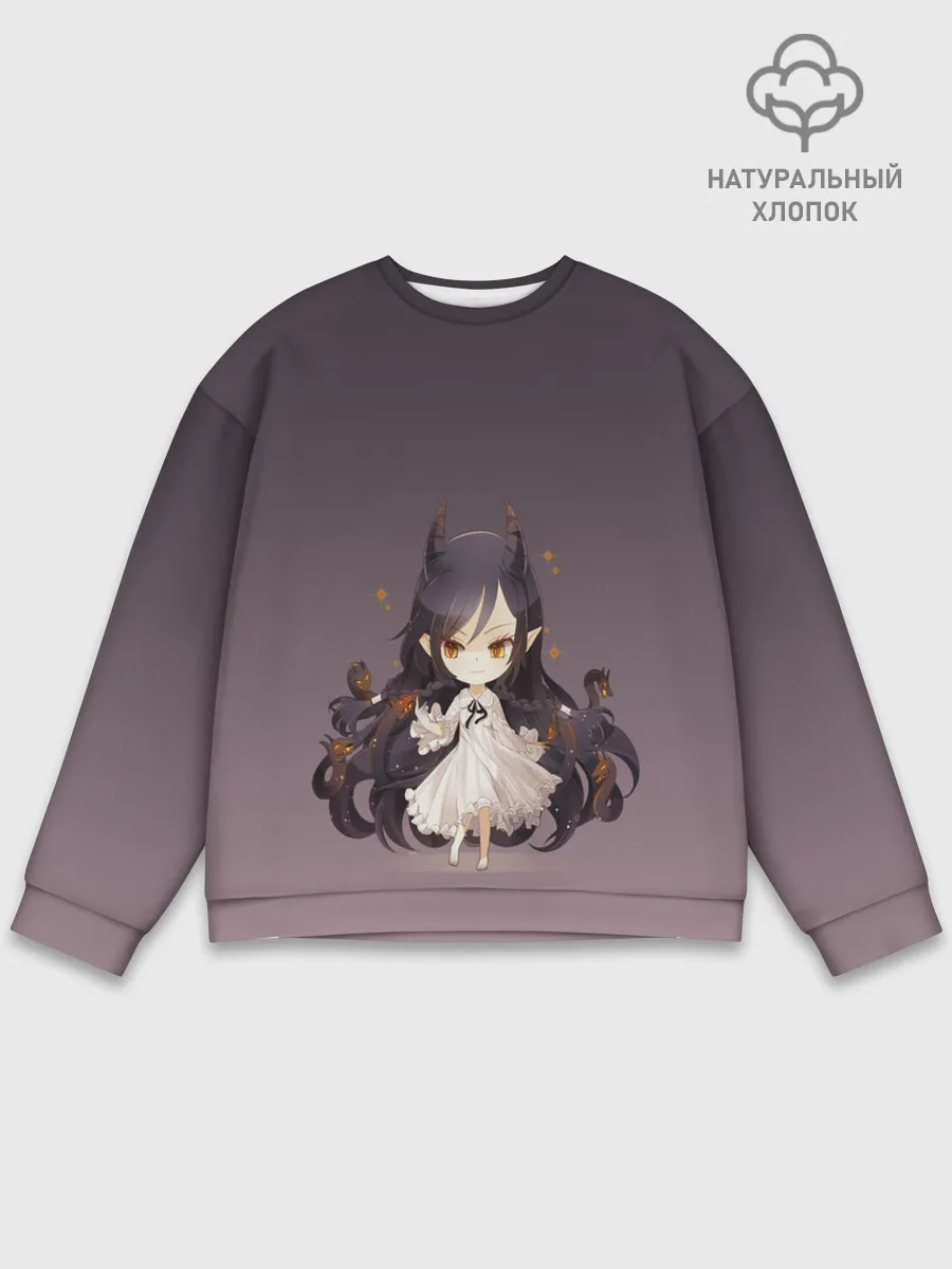 Мужской свитшот базовый / демоница волосы змеи милашка