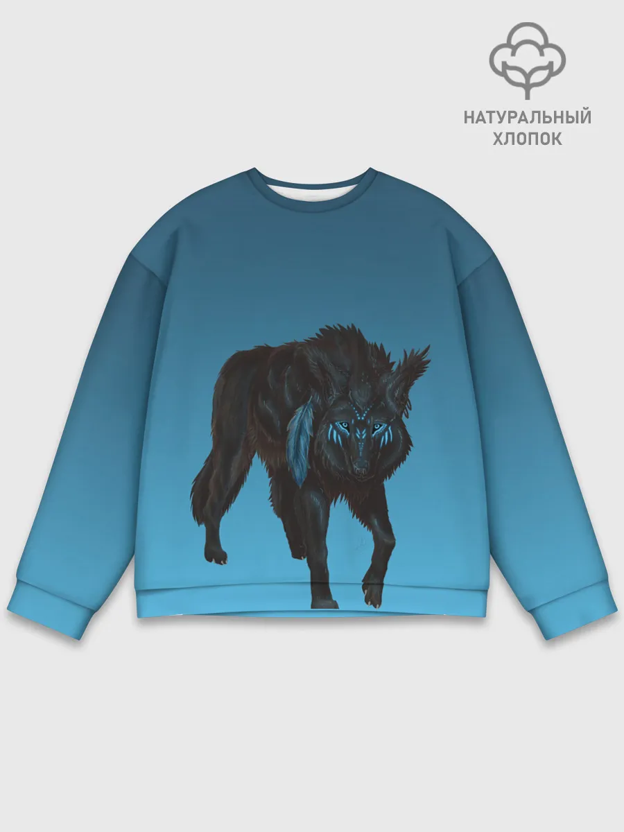 Мужской свитшот базовый / черный дух волка