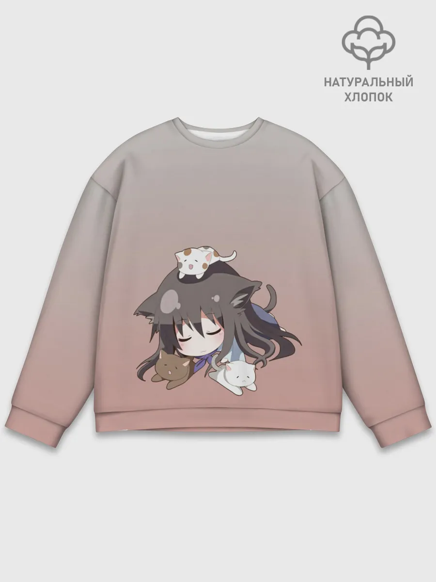 Мужской свитшот базовый / малышка спит ушки котики