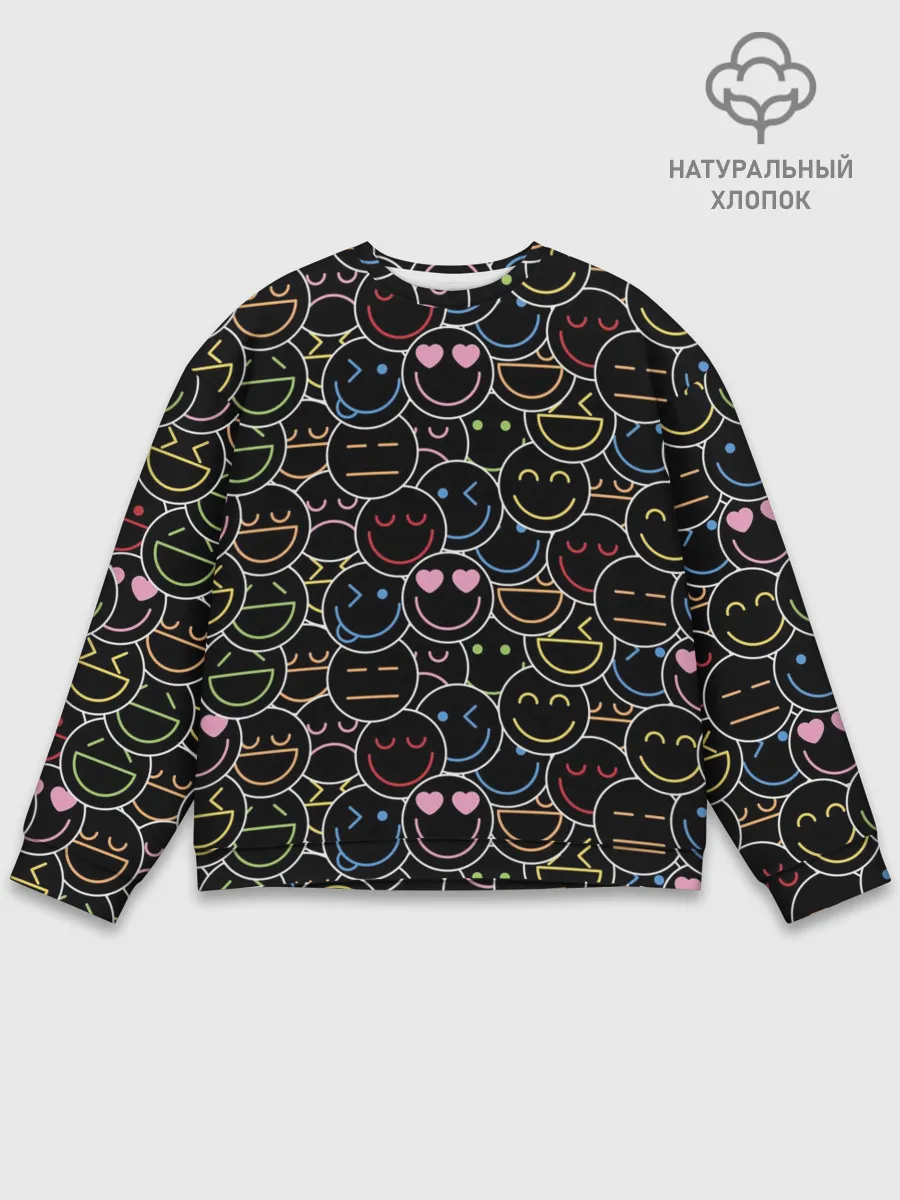 Мужской свитшот базовый / SLAVA MARLOW - Неоновые смайлы