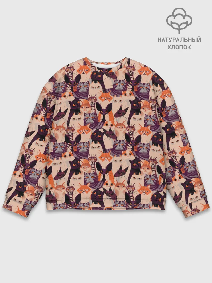 Мужской свитшот базовый / Мемные Коты Паттерн