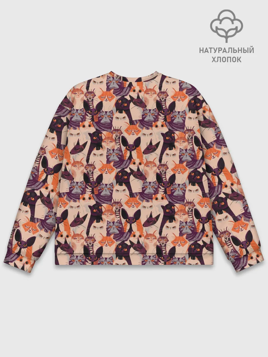 Мужской свитшот базовый / Мемные Коты Паттерн