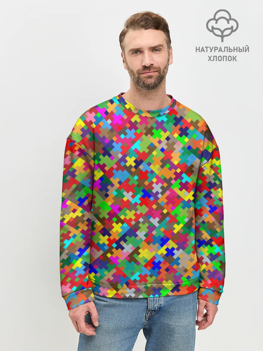 Мужской свитшот базовый / РАЗНОЦВЕТНЫЙ ПАЗЛ