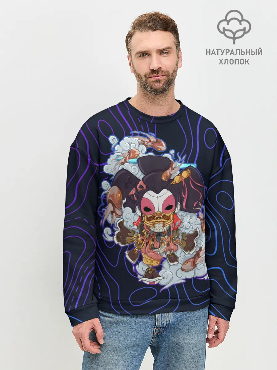 Мужской свитшот базовый / Призрак в доспехах | Cyberpunk