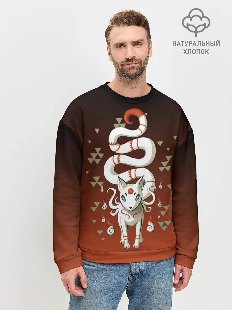 Мужской свитшот базовый / Длиннохвостая лисица Инари