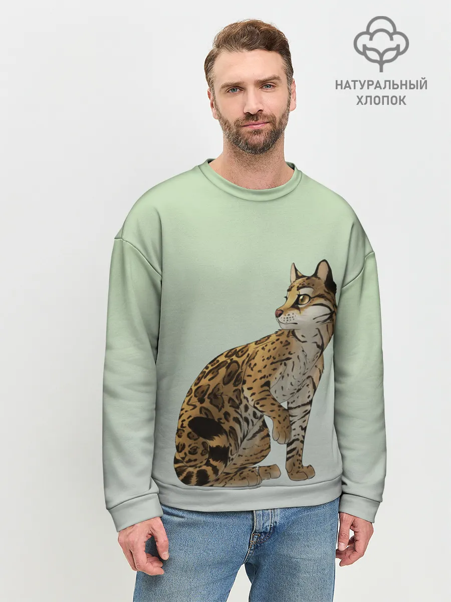 Мужской свитшот базовый / дикий кот оцелот