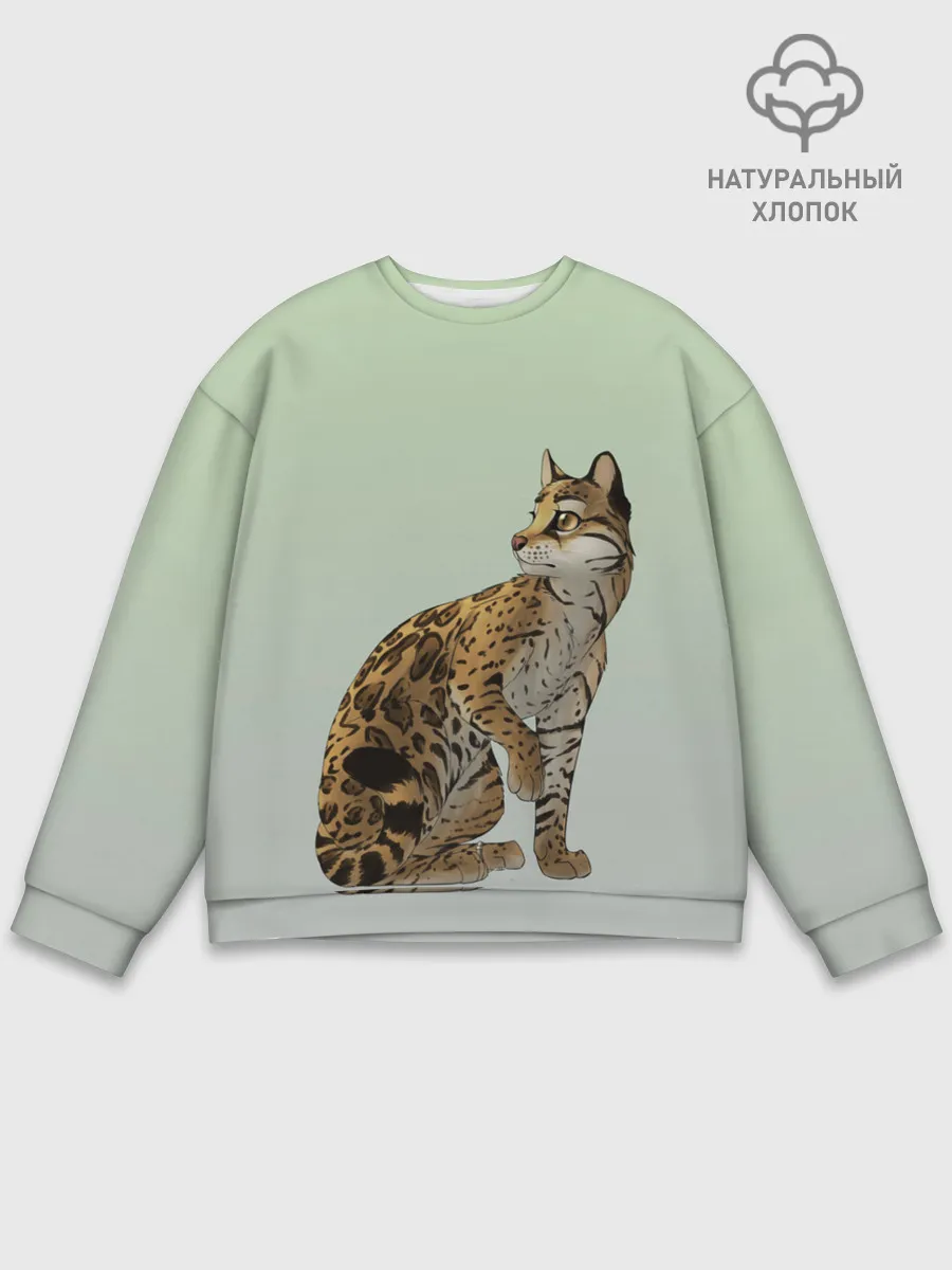Мужской свитшот базовый / дикий кот оцелот