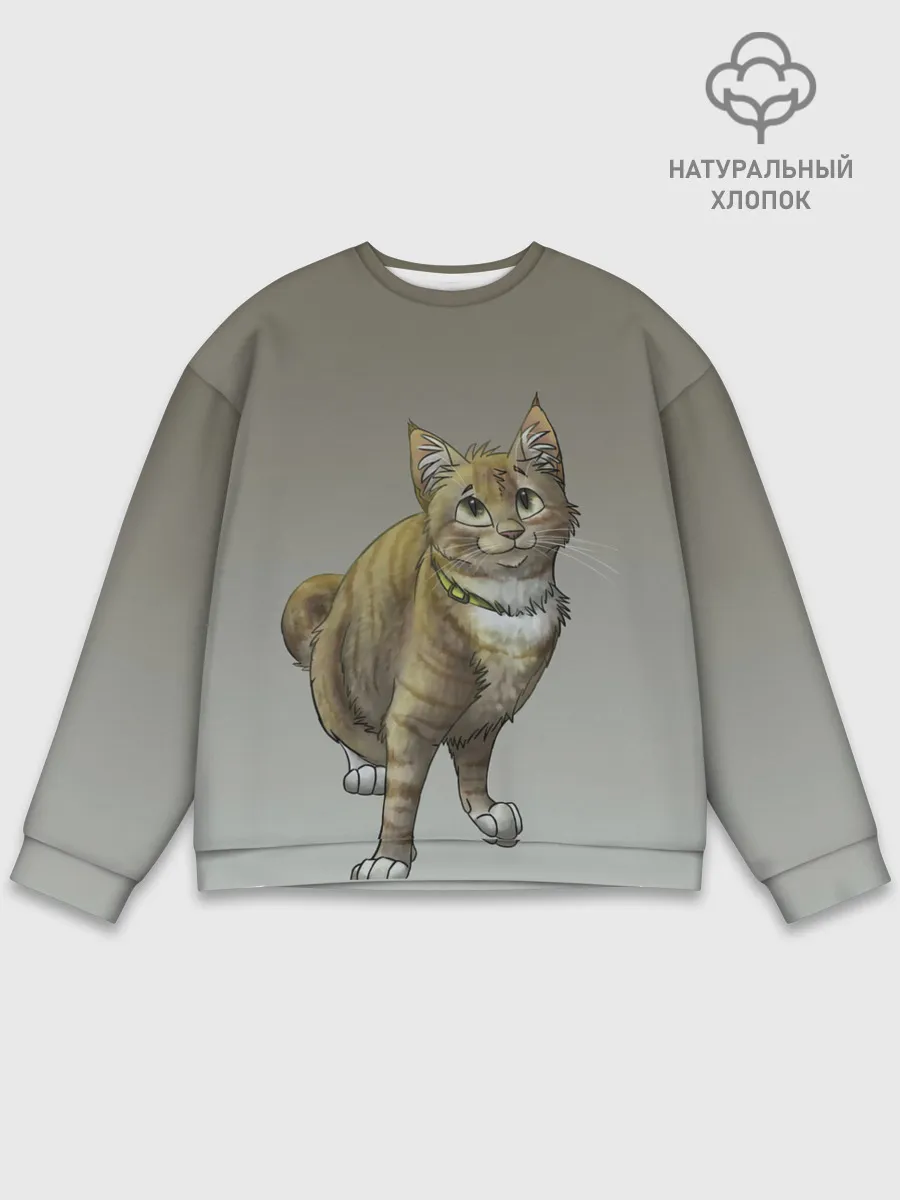 Мужской свитшот базовый / полосатый уличный кот