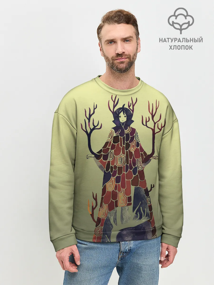 Мужской свитшот базовый / лесной волшебник акварель