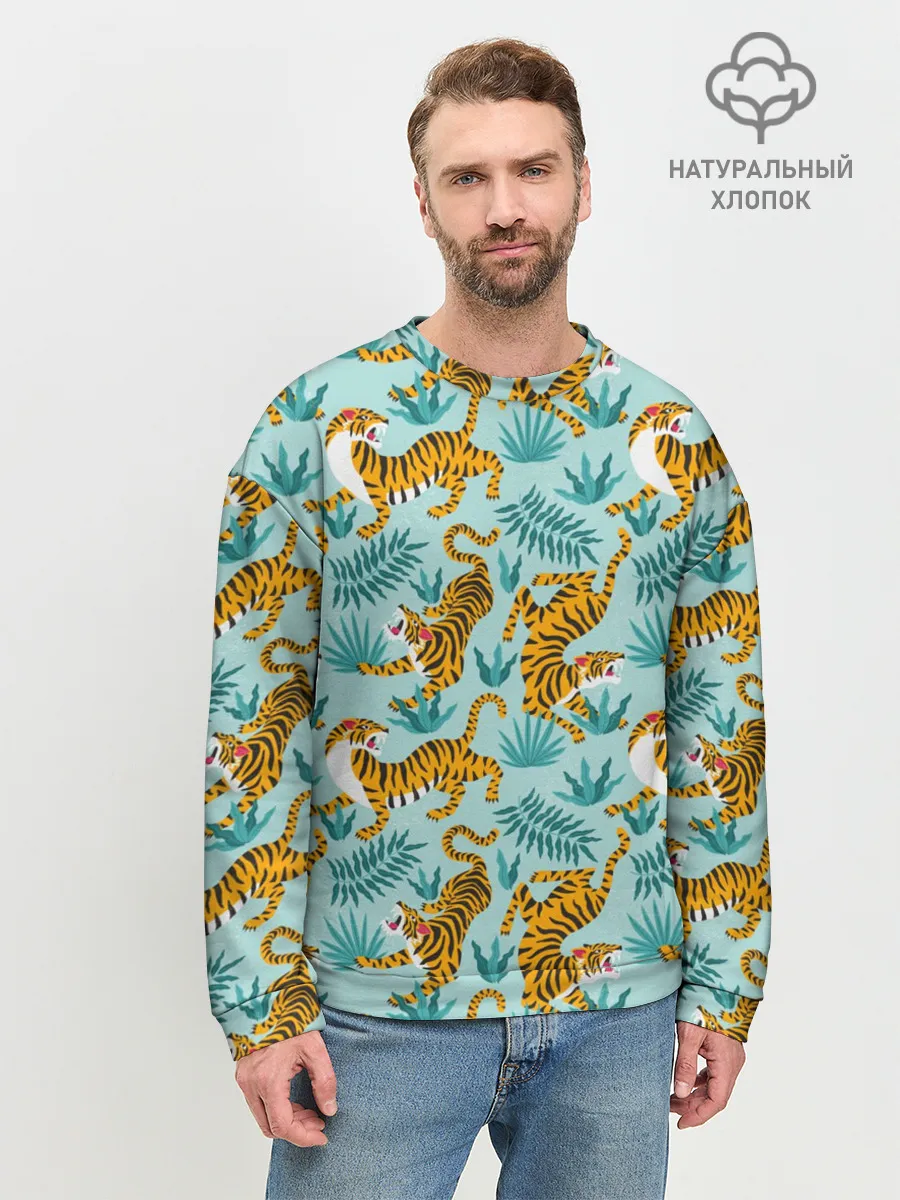 Мужской свитшот базовый / Рычащие Тигры Паттерн