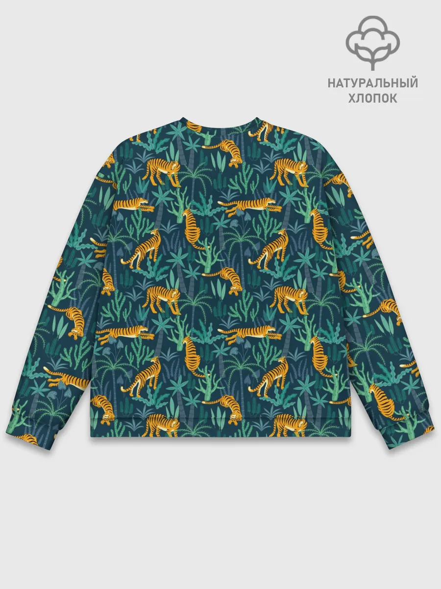 Мужской свитшот базовый / Паттерн из Тигров и Растений